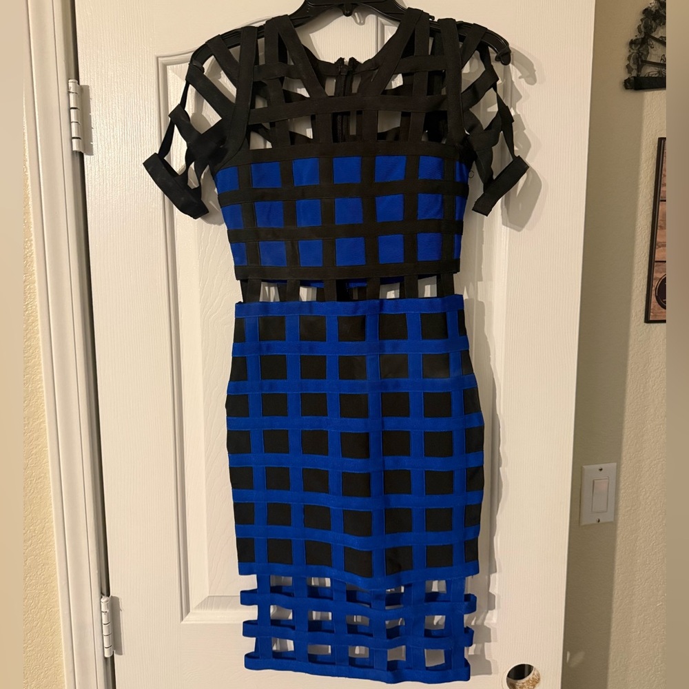 WOW Couture Gold Label Black and Blue Mini Dress